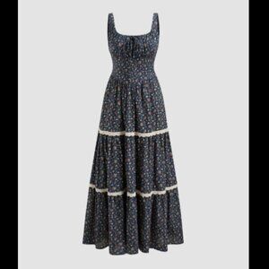 Cider Scoop Neckline Floral Maxi Dress